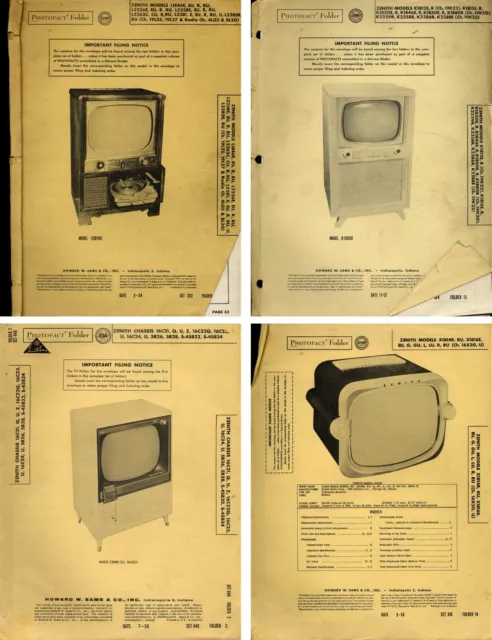 Sam's Photofact Folders (4) Zenith TV See Description for detailed list PFAX13