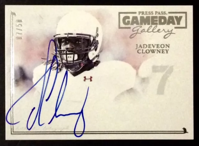 2014 Press Pass Gameday Gallery Silver /50 Jadeveon Clowney Rookie Auto Blue Ink