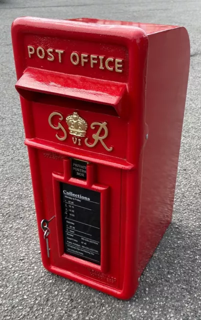 GR Cast Iron Royal Mail Post Office - Red post Box Letter Box George VI