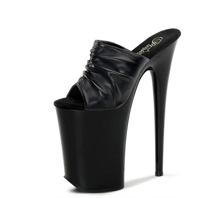 WOMENS EXTREME HIGH Heels Mules Sandals Peep Toe Platform Nightclub Slipper Shoe EUR 58 75 PicClick FR