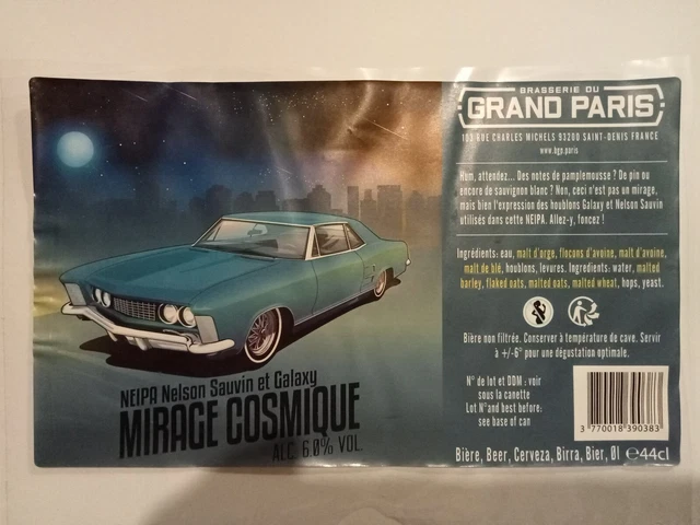 Etiquette de Bière : MIRAGE COSMIQUE - Brass. du Grand Paris - 93 France