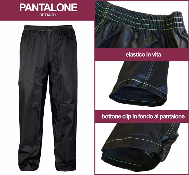 Tuta Moto Impermeabile Antipioggia Antivento Con Borsa Completo Giacca Pantalone 3