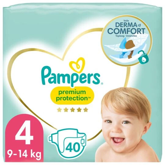 LOT DE 3 - PAMPERS - Premium Protection Taille 4  (9kg-14kg) - paquet de 40 couc