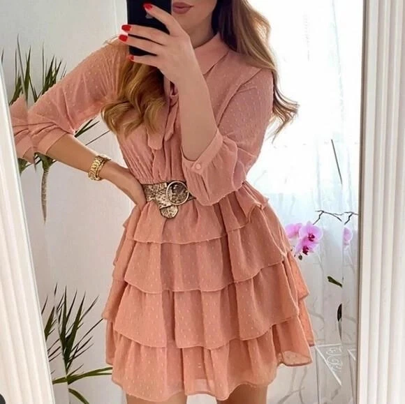 ZARA PINK PEACH Dotted Mesh Ruffle Dress Leopard Belt, Size Large, BNWT 31.90 - PicClick UK ZARA PINK PEACH Dotted Mesh Ruffle Dress Leopard Belt, Size Large, BNWT 31.90 - PicClick UK