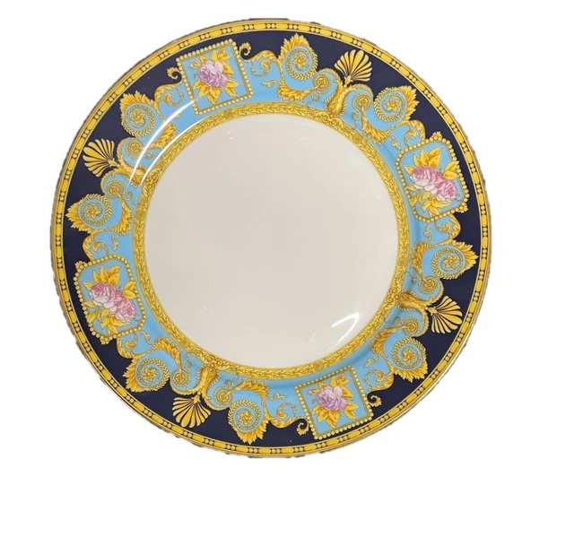 Plato de postre de 8" azul cobalto de hueso de porcelana real China con diseño azul azulado real