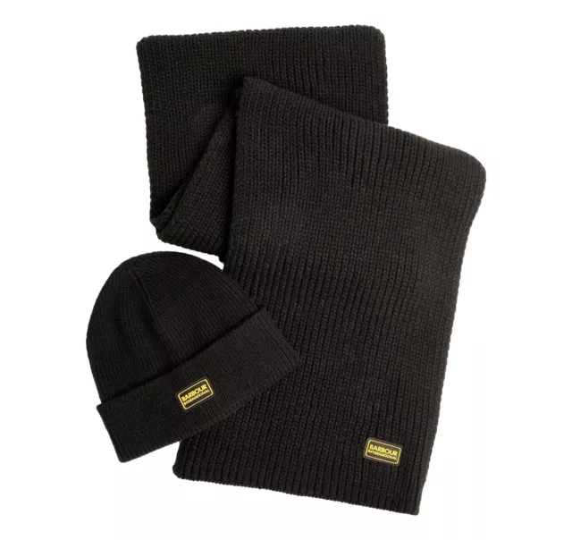 BARBOUR International Set Gift Cap And Scarf Sweeper Legacy Black