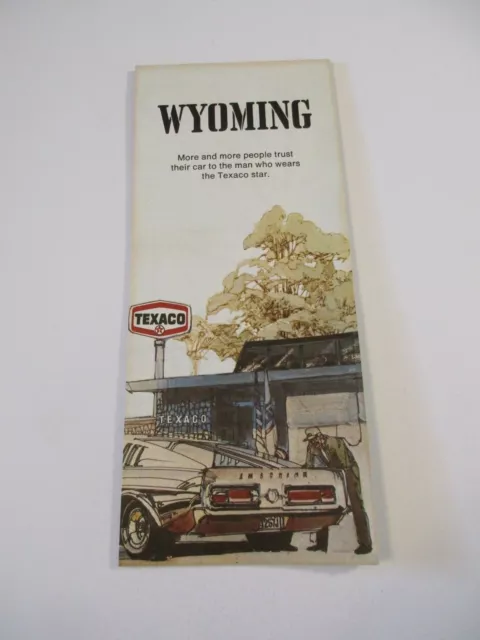 Vintage Texaco 1971 Wyoming Oil Gas Station State Highway Travel Road Map~Box K