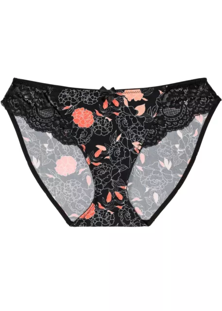 Slip con stampa floreale taglia 40/42 nero biancheria intima da donna mutandine perizoma nuovo*