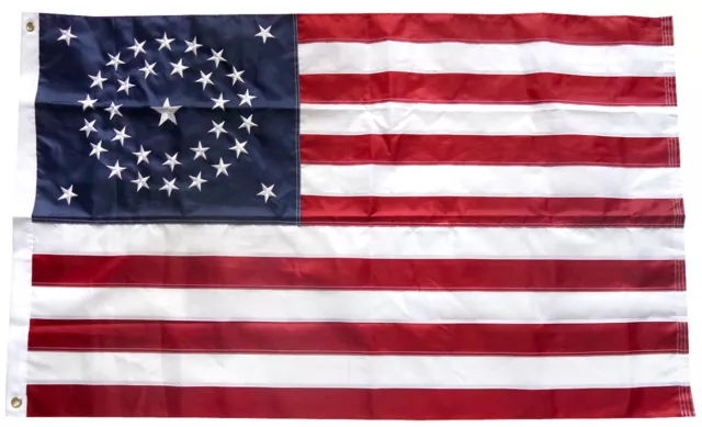 3x5 Embroidered SEWN USA American 34 Stars Union Nylon 300D Flag Star Civil War