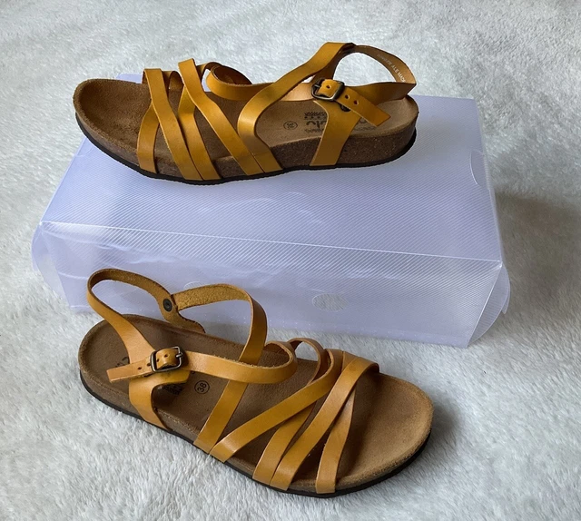 MOSHULU SIZE 5 Pewter Leather Ginger Ale Flat Strappy Sandals Preloved unworn 14.50 PicClick UK