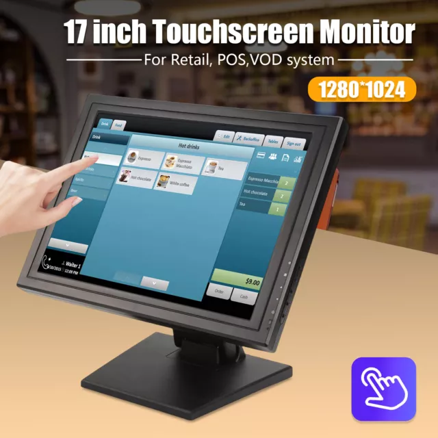 NEW 17 Inch Touch Screen POS LCD TouchScreen Monitor Retail Kiosk Restaurant Bar