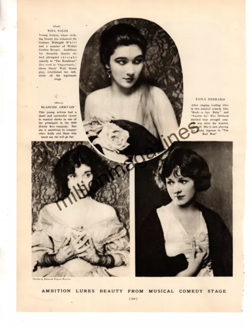 1921 Nita Naldi, Blanche Gervais, Edna Hibbard Original Print from Theatre -Rare