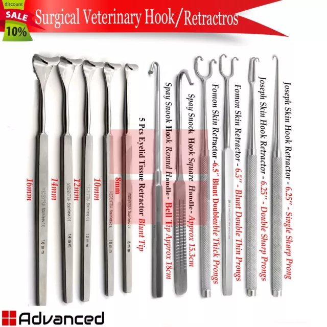 Surgical Skin Hook Joseph Hook Spay Gillies Eyelid Retractor Fomon Veterinary