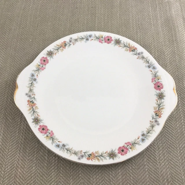 Vintage Piatto Torta Stand Paragon Cina Belinda Bianco Oro Pastello Fiori