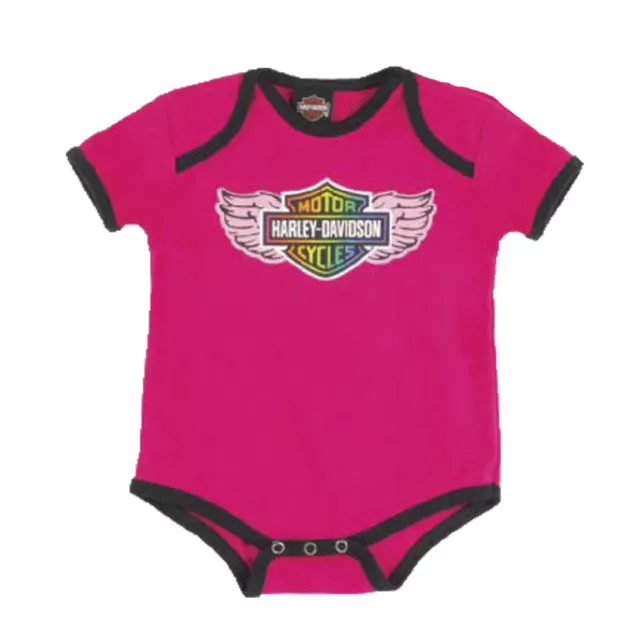 Harley-Davidson Infant Girls Pink Bar & Shield Wings One Piece Creeper 3600875