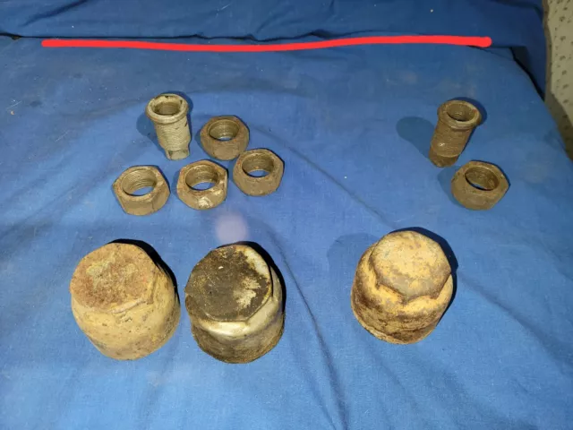 Ford Model AA Budd Wheel Studs And Nuts 3 Screw On Hub Caps Grease Caps