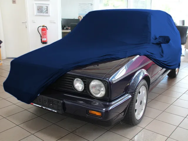 Vollgarage Car-Cover Schutzdecke Indoor Blau mit Spiegeltaschen für VW Golf I