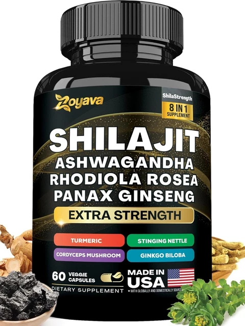 8 In 1 Shilajit Pure Himalayan Energy Booster Ashwagandha Rhodiola - Foto 3
