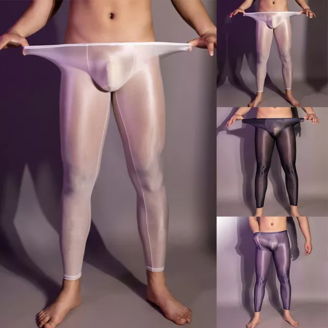 SHINY LEGGINGS LEGGINGS Long Pants See Through Sexy Sheer Shiny