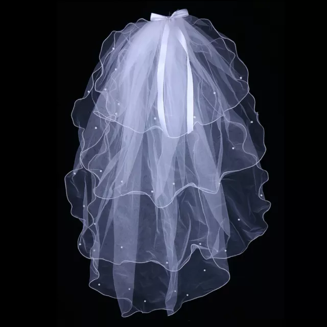 Beautiful Bridal Veil Women Wedding Lace Appliques White Bride Bow Tie