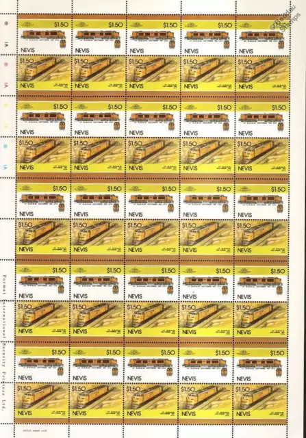 1953 Union Pacific (UP) ALCO-GE GTEL No.59 Gas Turbine Train 50-Stamp Sheet