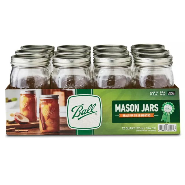 Wide Mouth Mason Cannin Jars 12/Pkg-Quart, 32oz