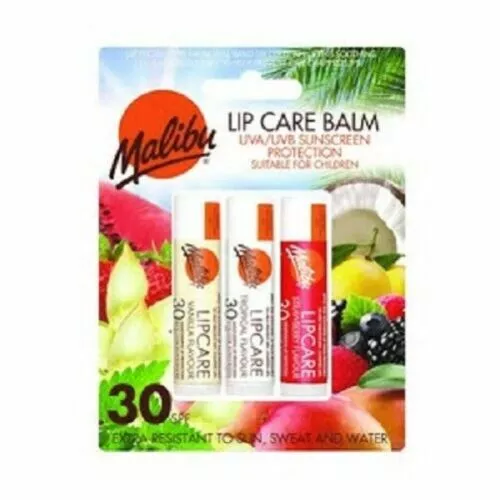 3 X Malibu Lip Care Balm Sun Protection UVA SPF30