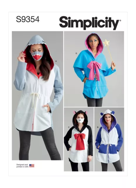 SIMPLICITY 9354 MISSES COSTUME JACKET MASK SEWING PATTERN  Sizes XS - XL 6 - 24
