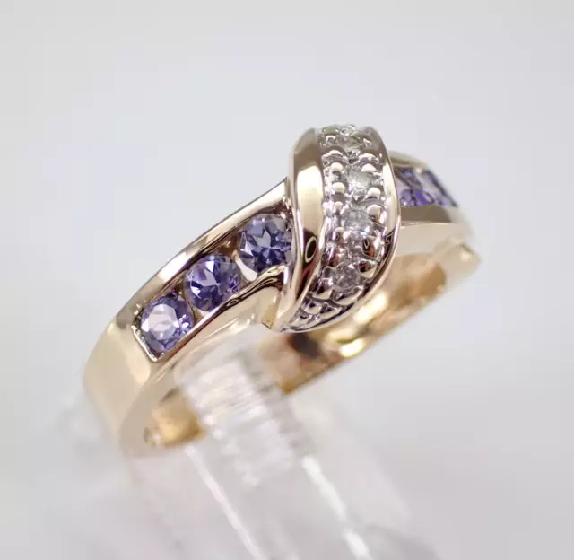 2.20Ct Coupe Ronde Labo Synthétique Tanzanite Anneau de Mariage 14K or Jaune