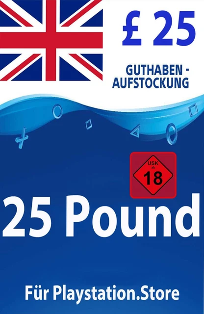 PSN Card UK 25 Pfund - £25 PlayStation PS5/PS4 Guthaben Digital Code - Nur UK