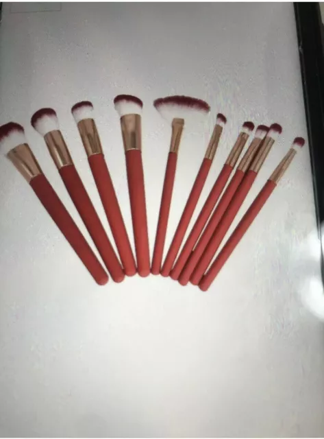 10 Piece Red Temperature Colour Changing Make Up Brush Set Cosmetic Makeup NEW