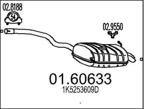 MTS 01.60633 Endschalldämpfer für SKODA Octavia II Combi (1Z5) OCTAVIA (1Z3)