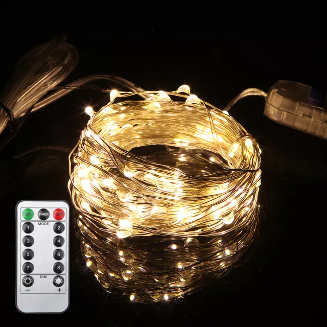 Battery/USB Plug In 200LED DIY Micro Copper/Silver Wire Fairy String Lights Xmas