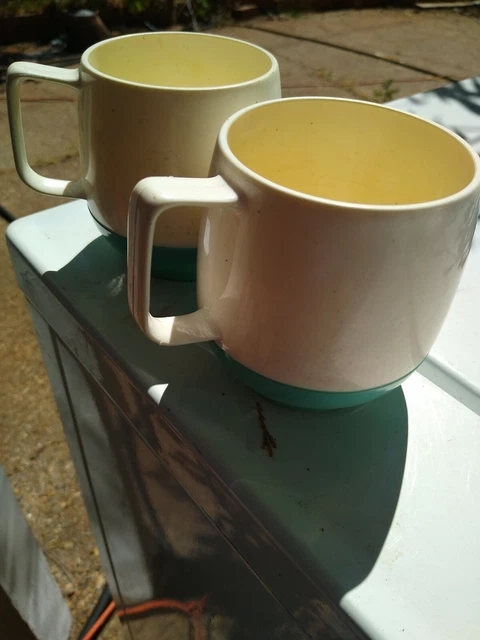 Vintage VACRON WARE Insulated Cups Aqua Blue BOPP-DECKEr Set 2 Pre-Owned