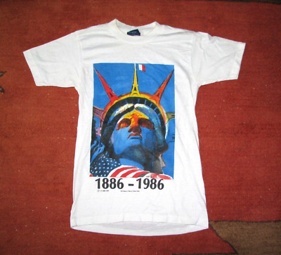 (S) Vintage 1985 Statue De Liberté 1886-1986 T-Shirt By Sneakers (Single-Stitch)