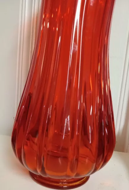 Vintage LE Smith Flame Simplicity Ribbed Glass 6 Fingers Swung Vase 19.75" Tall 3