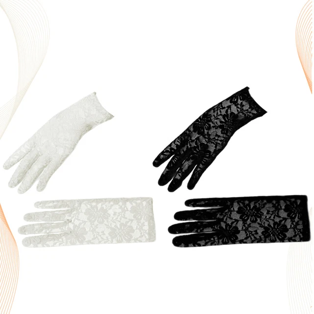 2 Pairs Gants Courts De Mariée En Dentelle Gants De Mariée Sans Doigts