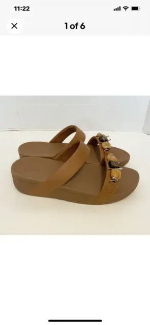 FitFlop Lottie Marble Gem Slide Sandals Hazelnut Women’s Size US7 EUR38 NIB