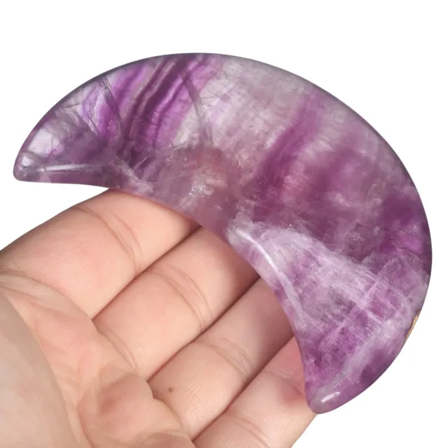Coleccionables minerales de luna creciente tallados de fluorita púrpura natural de 3,58" #35W94