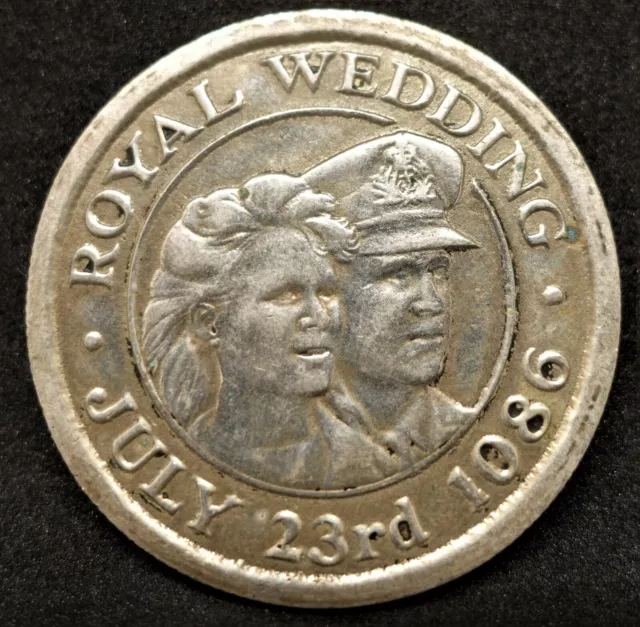 Moneda de plata  Boda real del Príncipe Andrew y Sarah Ferguson 50 peniques 1986