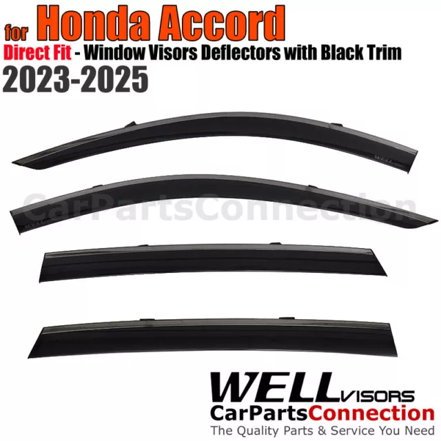 WELLVISORS FOR 20232024 Honda Accord Rain Guards Window Visors Black