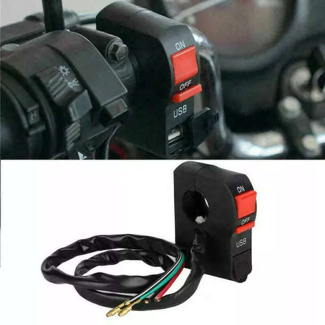 Interrupteur 12V On Off Imperméable Prise Bordure Charge USB Pour Guidon de Moto