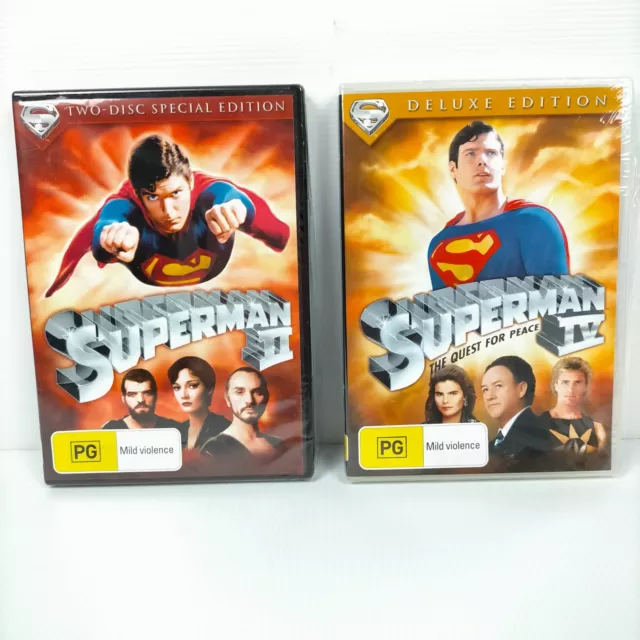 Superman DVD Movies 2 & 4 Christopher Reeve Unused Sealed Region 4