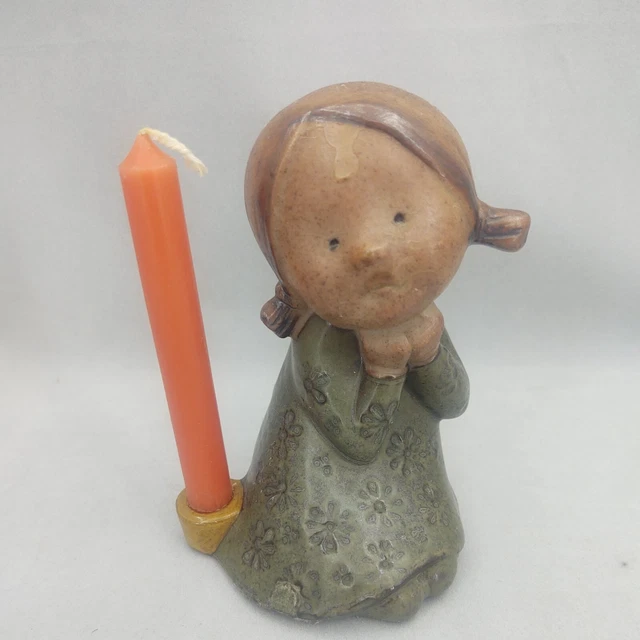 UCTCI Japan Stoneware Art Figurine Girl sitting Candle Holder Ceramic Pottery