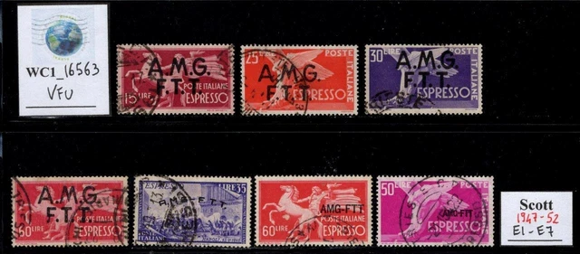 WC1_16563. ITALY: TRIESTE AMG FTT. 1947-1952 Espresso stamps. Sc. E1-E7. Used