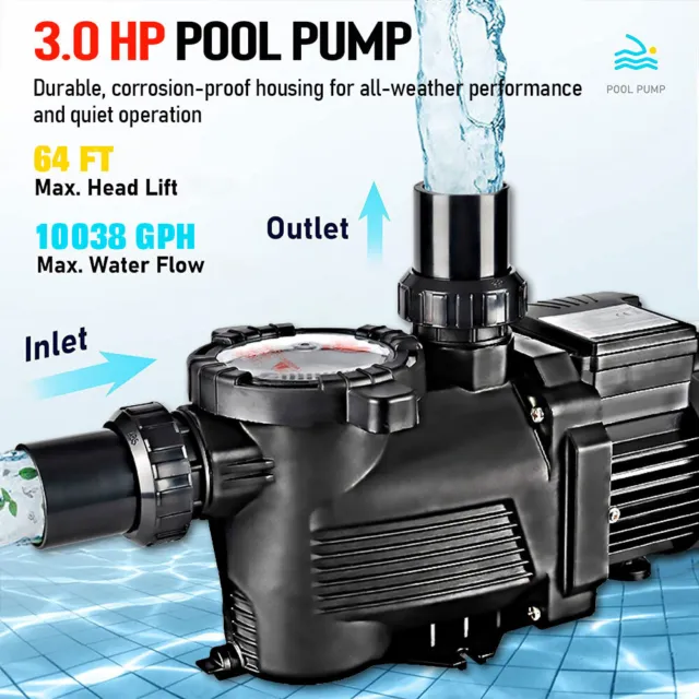 3.0HP Swimming Pool Pump In/Above Ground w/ Motor Strainer Filter Basket Cleaner