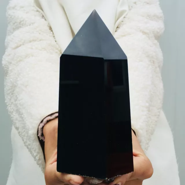 1.4LB Natural Obsidian Obelisk Quartz Crystal  G244