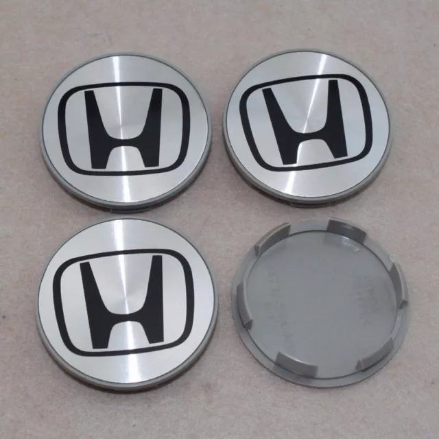 Set of 4 Wheel Rim Center Caps Silver/Black Logo 69MM/2.75 (Fits: Hond a)