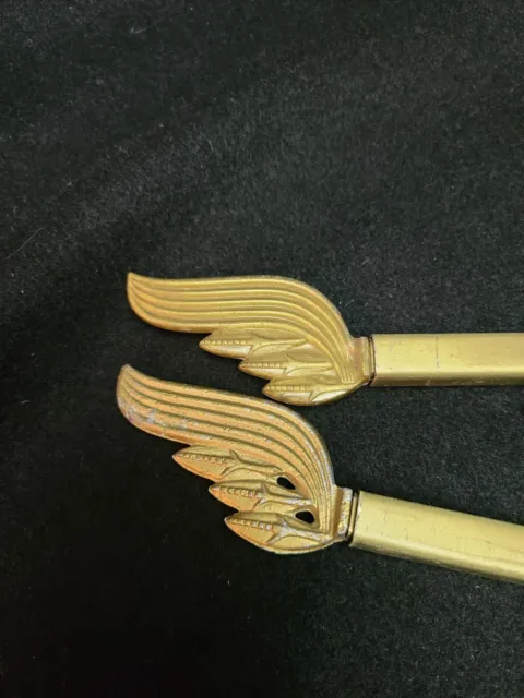 Antique Vintage Lot of 2 Swing Arm CURTAIN Rods- Shabby Gold Wings Plastic Metal 3