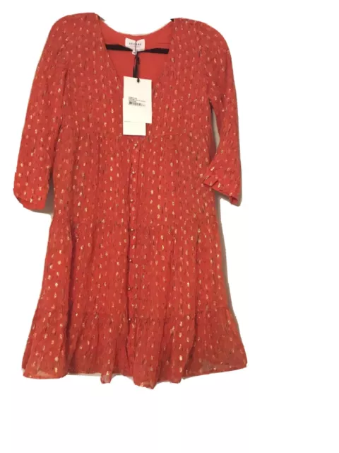 SEZANE ROBE ROBE SIXTINE ROUGE ORANGE imprime carrelage La Havane EU 34 UK6 US 2 EUR 77 69 PicClick FR
